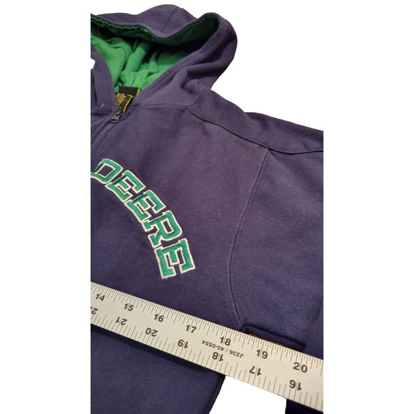 John Deere Hooded Sweatshirt Full Zip Blue/Green Size L 14/16 - Picture 5 of 5